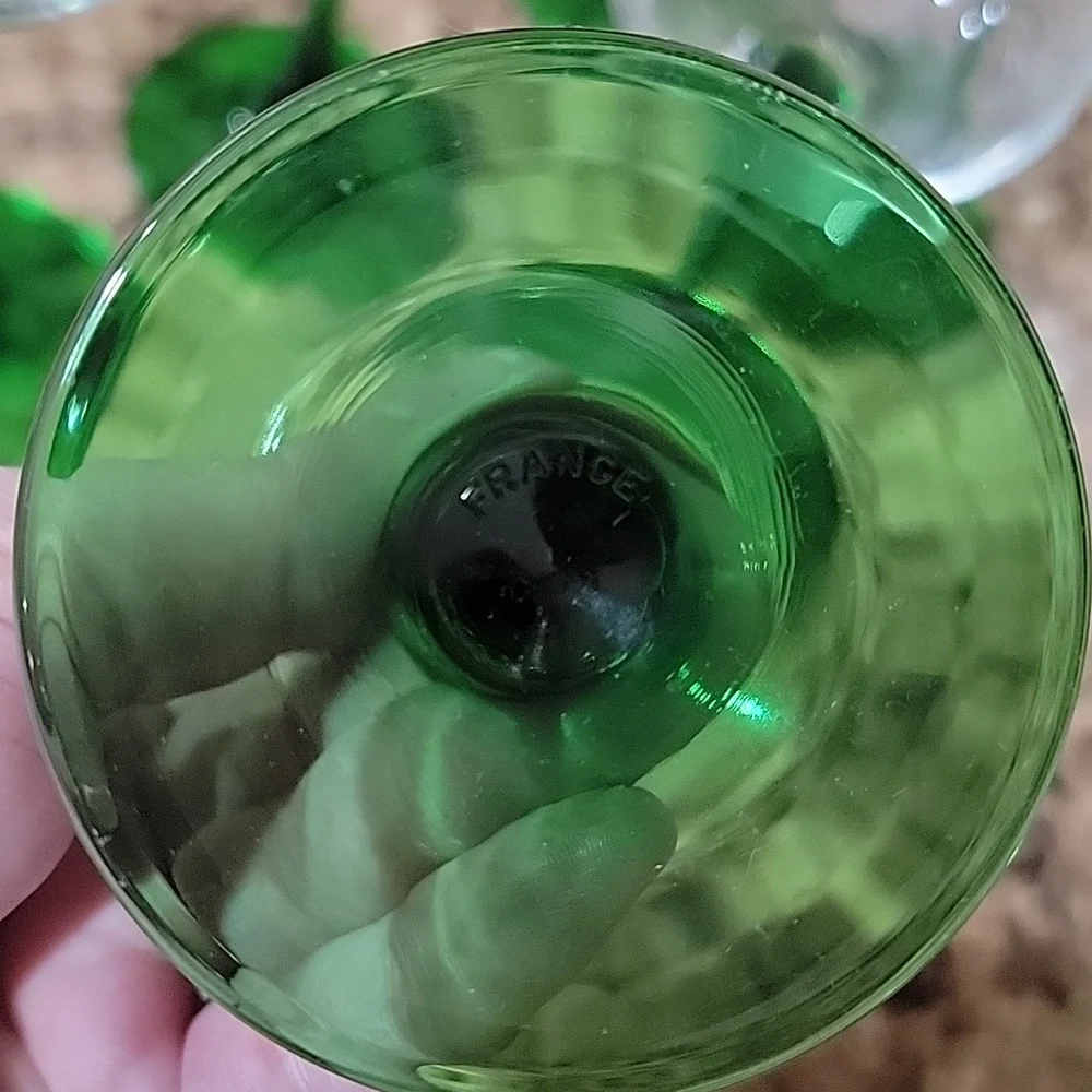 Vintage Luminarc Emerald Green MCM Stemmed Wine Glasses Set of 6